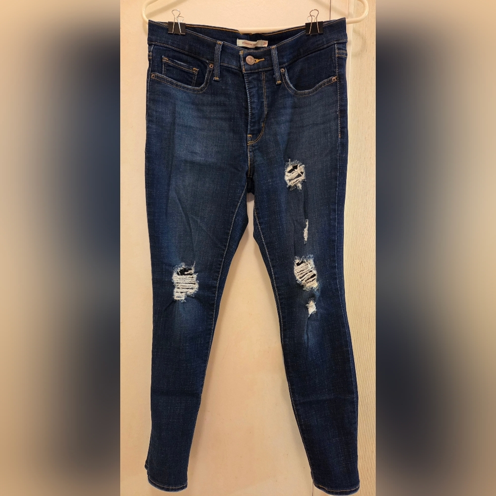 Levi's 311 Shaping Dark Blue Distressed Skinny Jeans